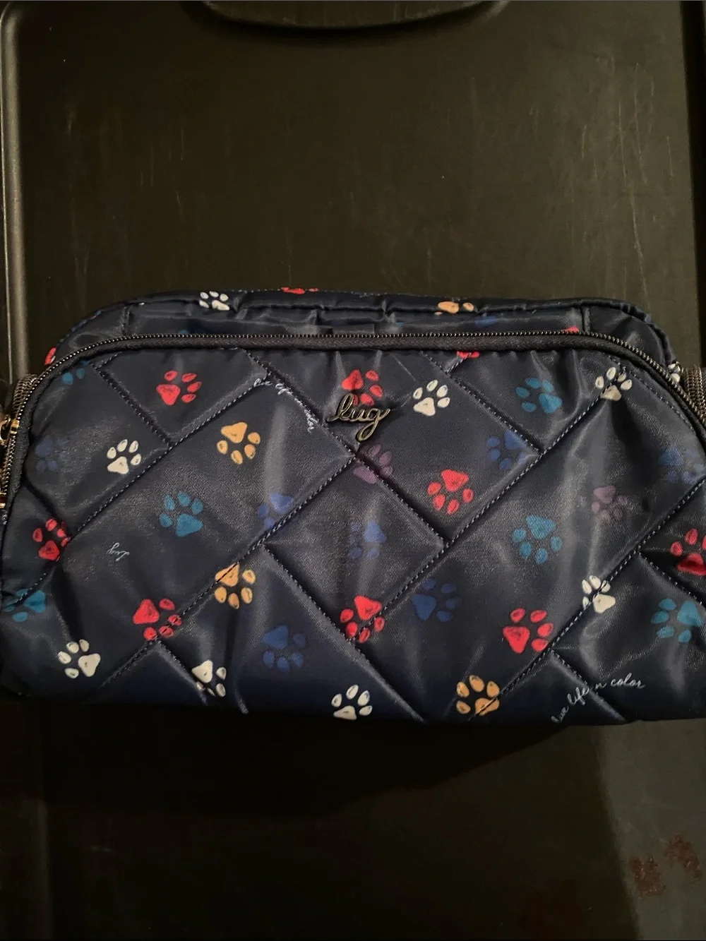 Lug Trolley CB (crossbody cosmetic carrier) NEW. “Paws Navy”